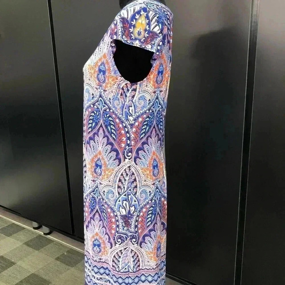 Liz Claiborne Short Cap Sleeve,pattern,round neck,soft light,stretch - Picture 3 of 10